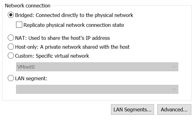 Network Connection Options