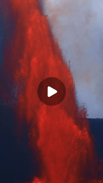 A vertical cinematic frame of volcanic activity at Kīlauea